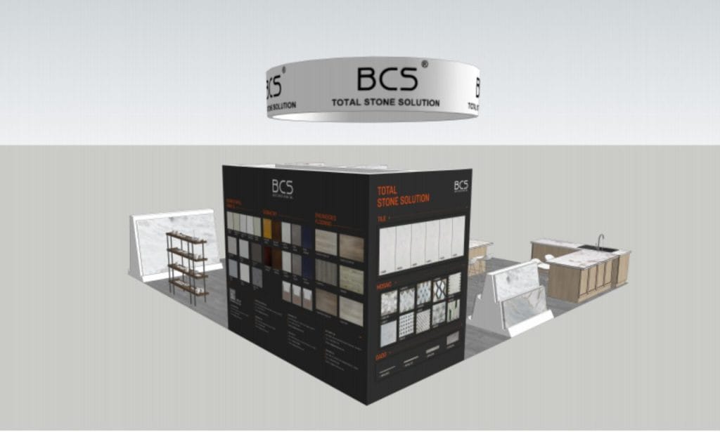 Coverings BCS Total stone solutions Booth rendering back view