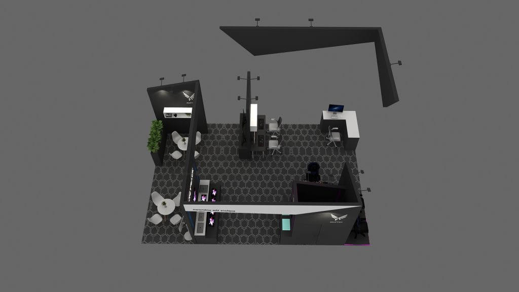 Consumer Electronics Show (CES) VicTrack Monitor Booth rendering Top view