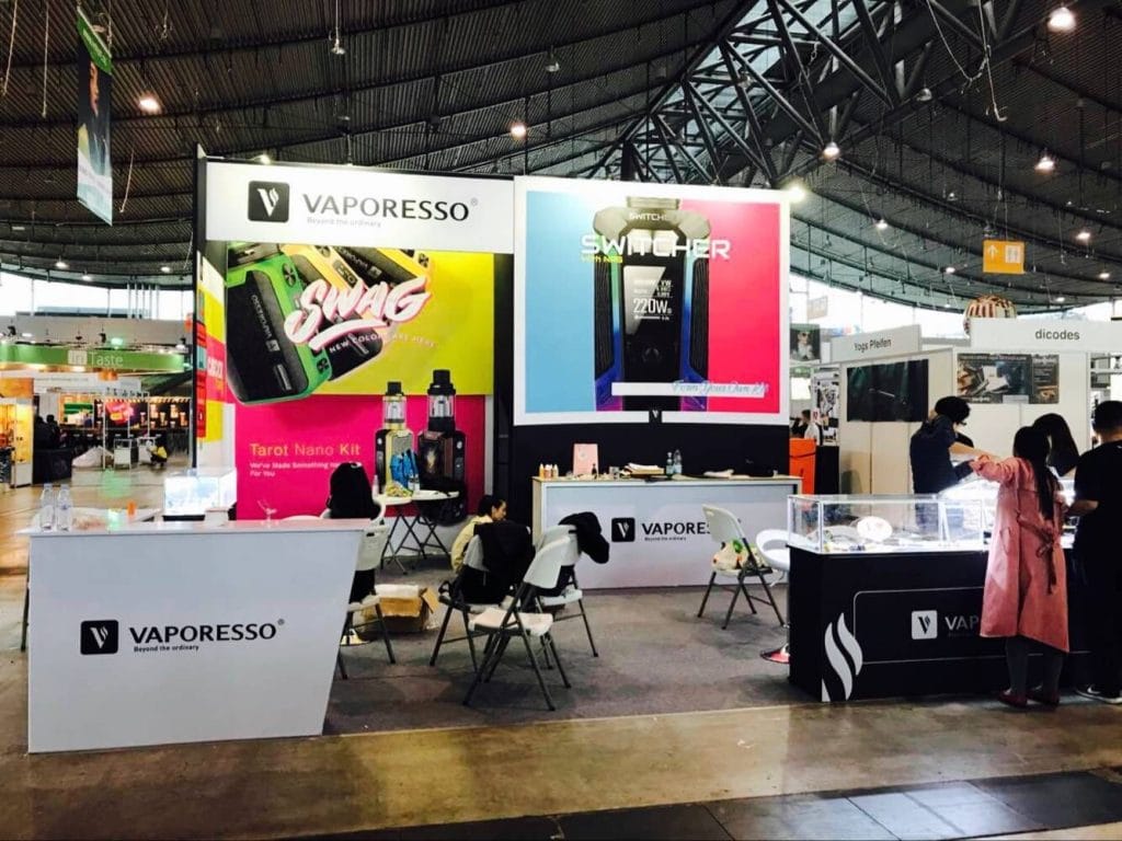 The Hall of Vape Expo Vaporesso Booth front