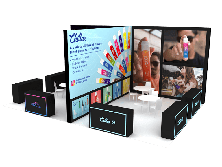 Vape and Electronic Cigarette Trade Expo Chillax Booth rendering