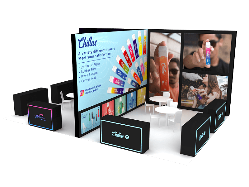 Vape and Electronic Cigarette Trade Expo Chillax Booth rendering