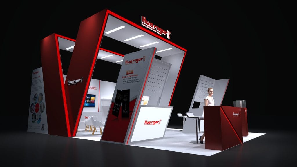 Hong Kong Electronics Fair Hua Rigor Booth rendering left view