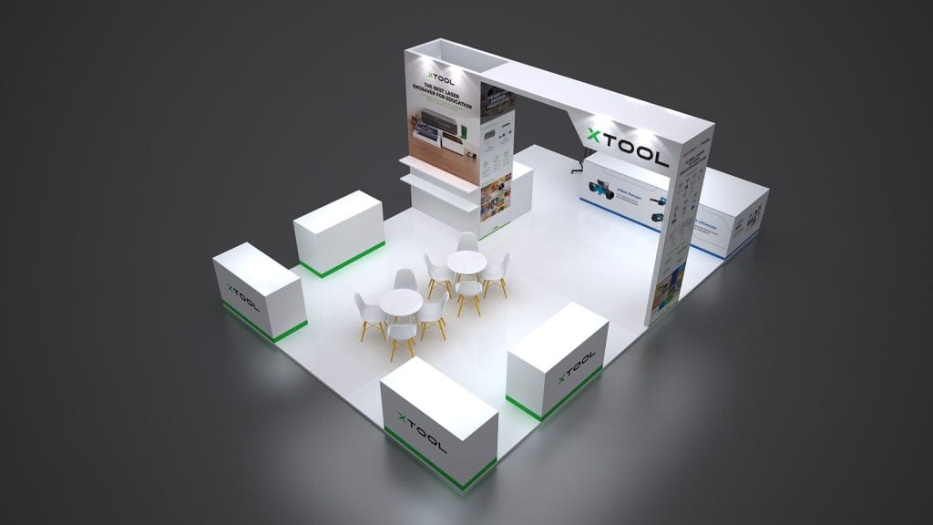 Philadelphia education trade show Xtool booth rendering top-view