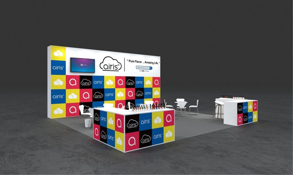 IECIE Vape Show Jakarta AIRIS Booth rendering left view