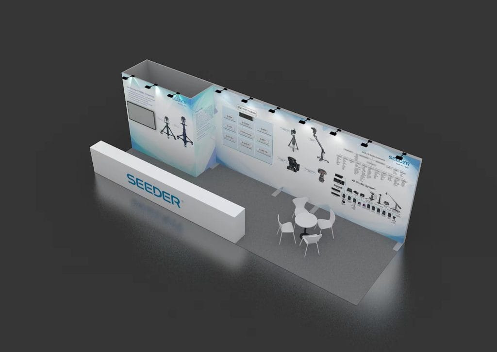 International Broadcasting Convention (IBC) Seeder Booth rendering top-view