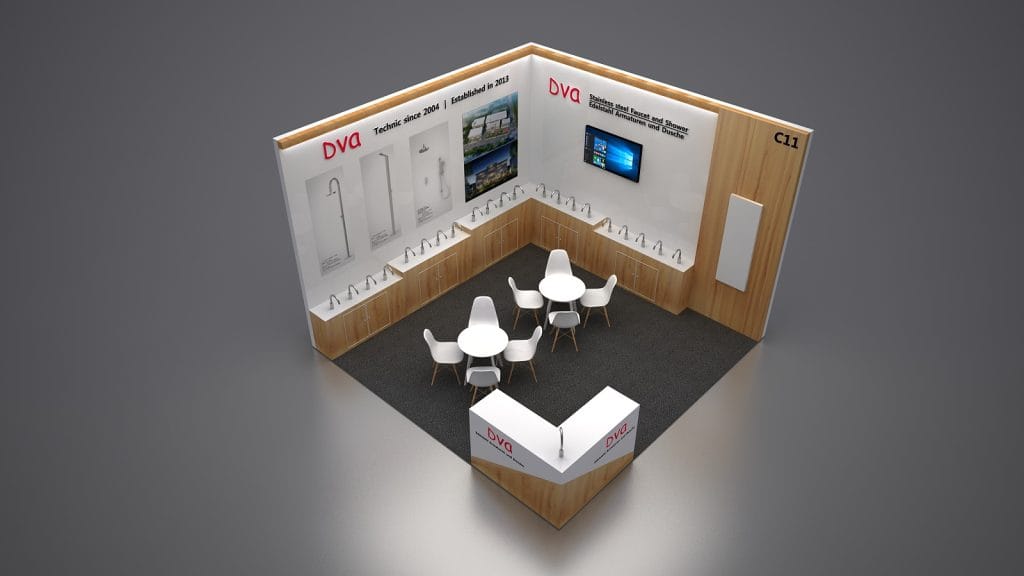 The Trade Fair for the Kitchen (Area30) DVA Booth rendering top-view