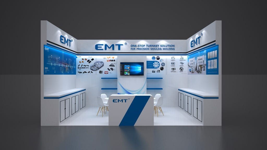 International Trade Fair for Plastics Processing (Fakuma) EMT Booth rendering front