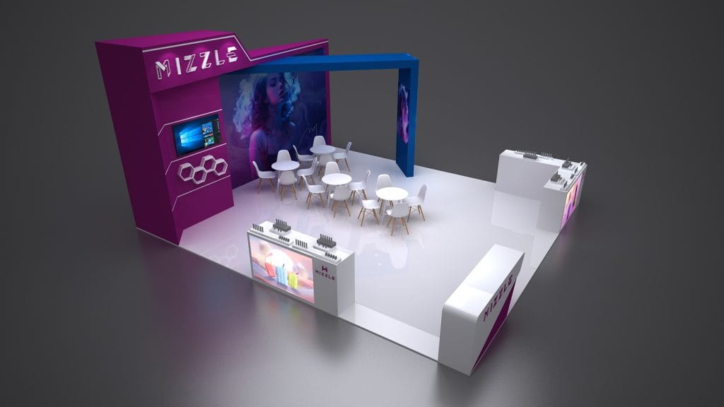 VAPE CLUB SHOW MIZZLE Booth rendering left view