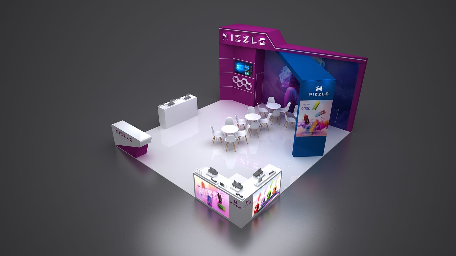 VAPE CLUB SHOW MIZZLE Booth rendering right view