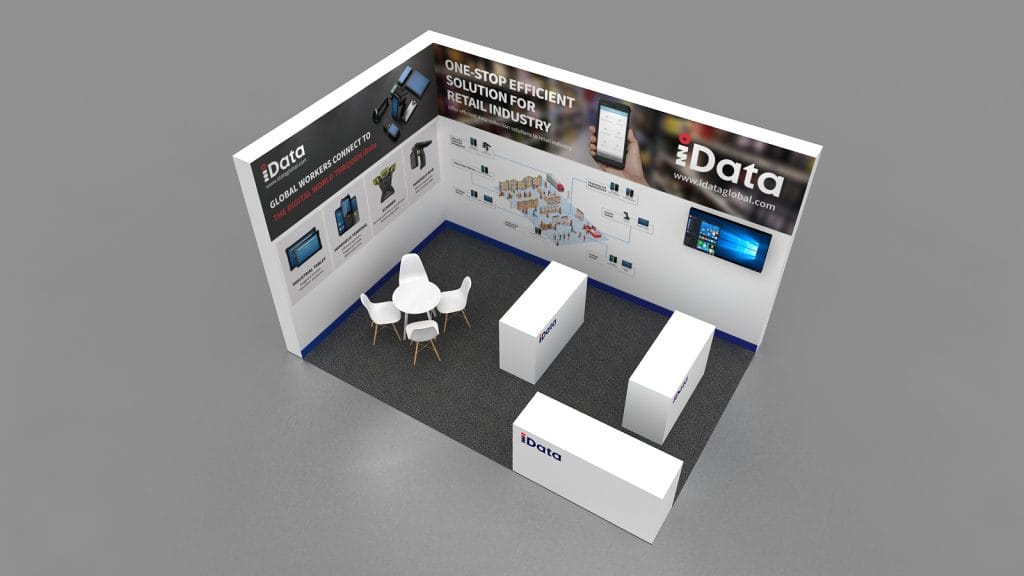 RetailShow IDATA booth rendering top-view