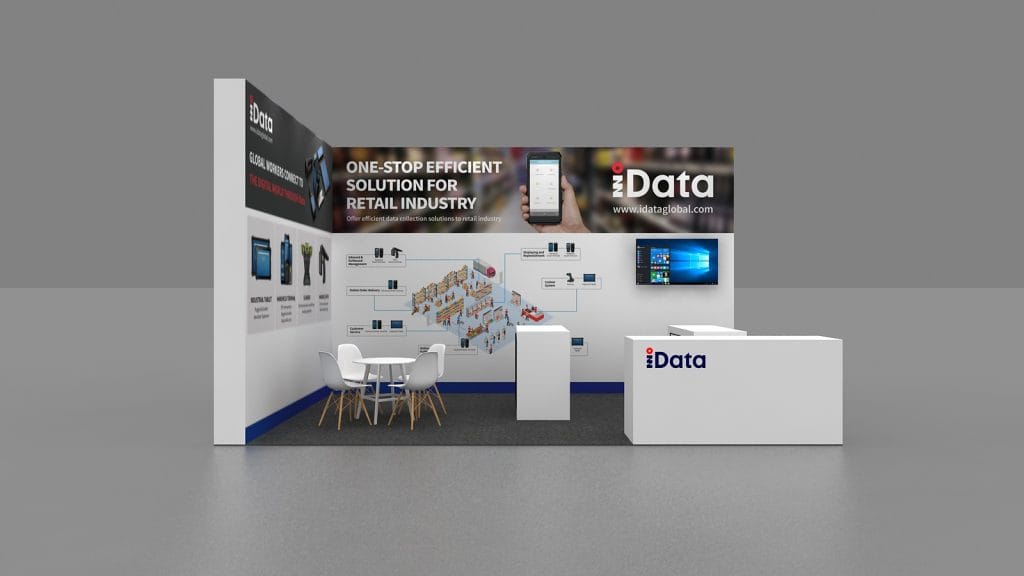 RetailShow IDATA booth rendering front-view