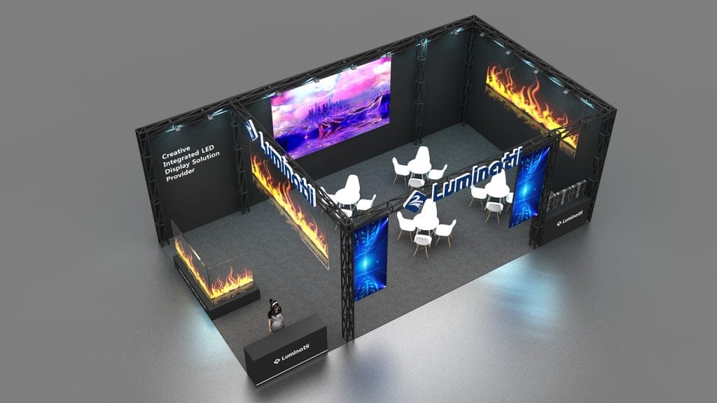 Integrated Systems Europe (ISE) Luminatii Booth rendering top-view
