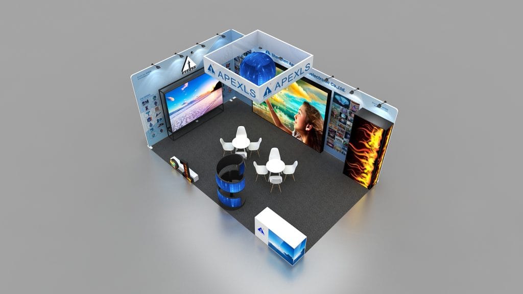 Integrated Systems Europe (ISE) Luminatii Booth rendering top-view