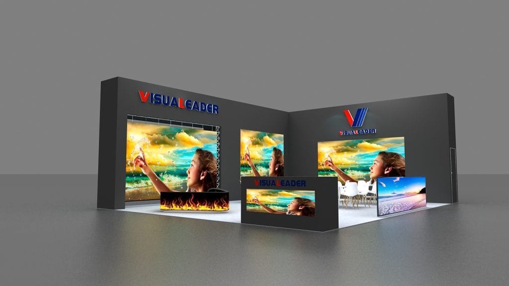 Integrated Systems Europe (ISE) Visualeader booth rendering front
