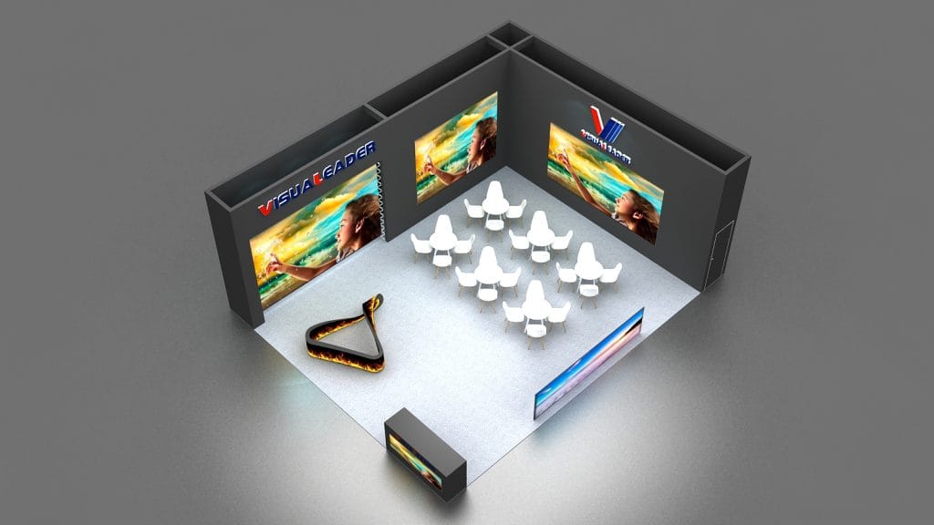 Integrated Systems Europe (ISE) Visualeader booth rendering top-view