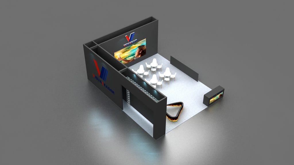 Integrated Systems Europe (ISE) Visualeader booth rendering back-view
