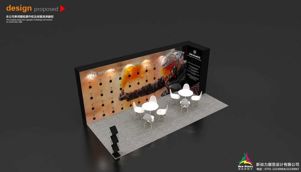 American International Motorcycle Expo ILM Helmets Booth rendering