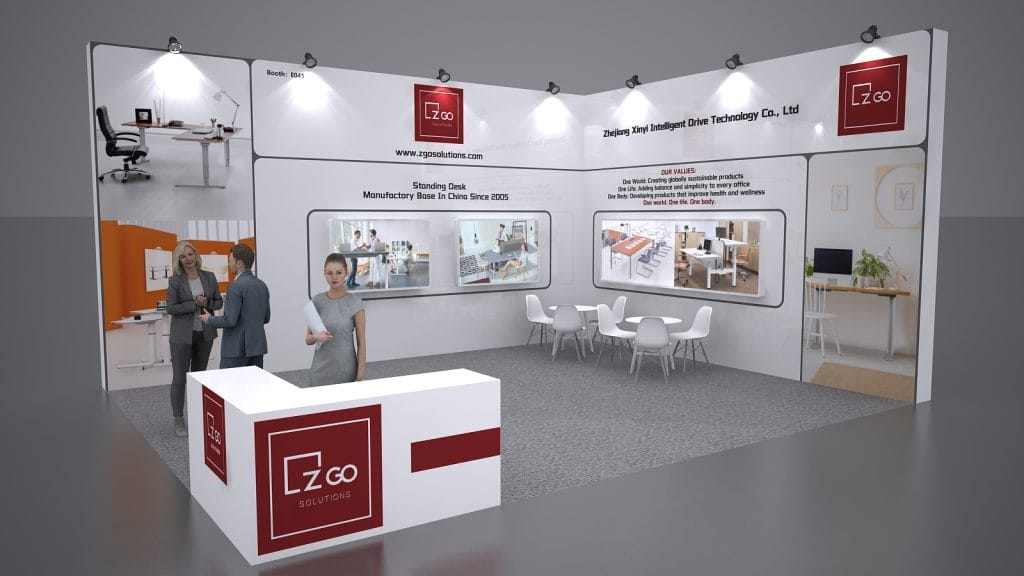 ORGATEC Zgo Solution Booth rendering front