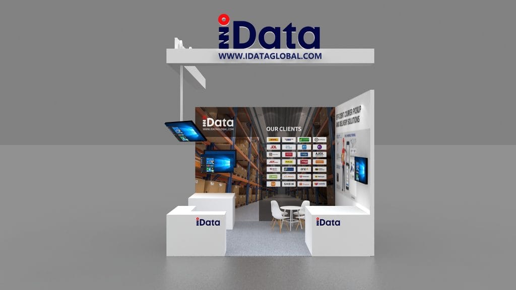 Parcel+Post Expo Idata Booth rendering front-view
