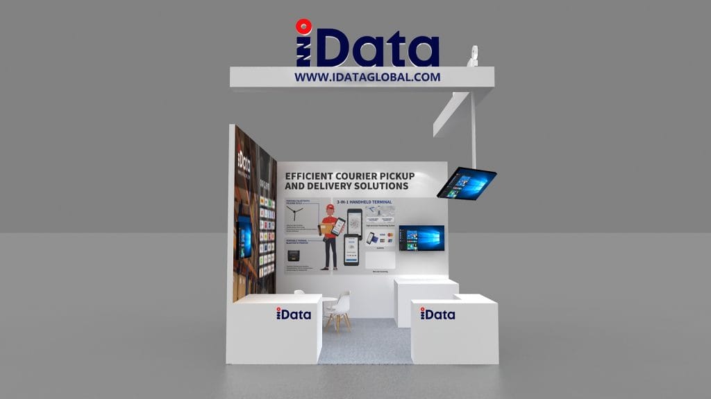 Parcel+Post Expo Idata Booth rendering left-view