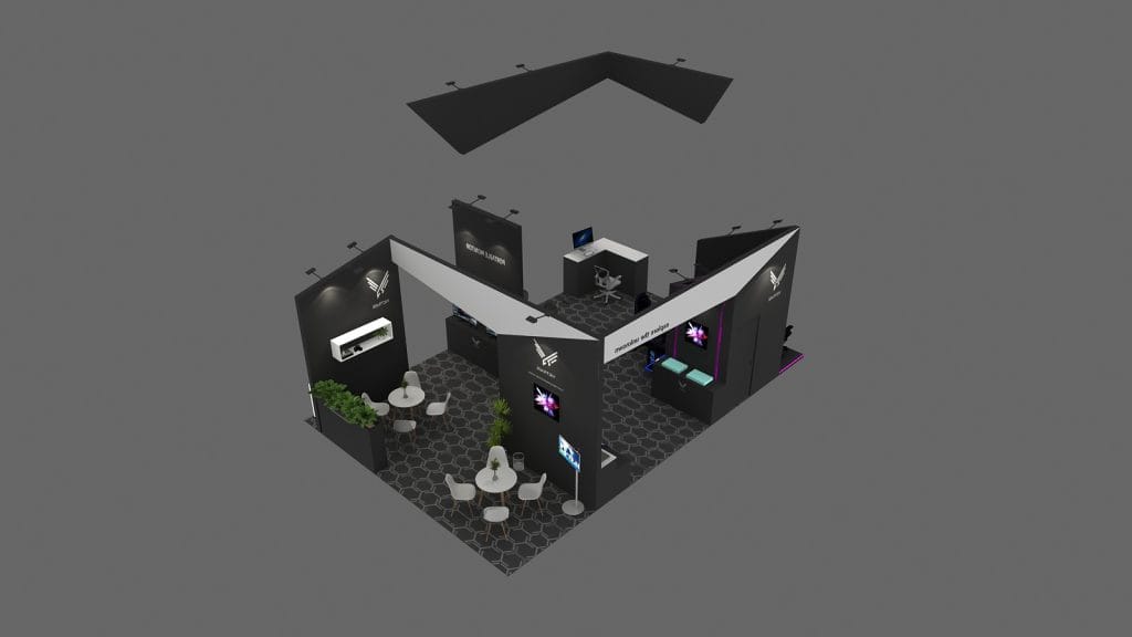 Consumer Electronics Show (CES) VicTrack Monitor Booth rendering