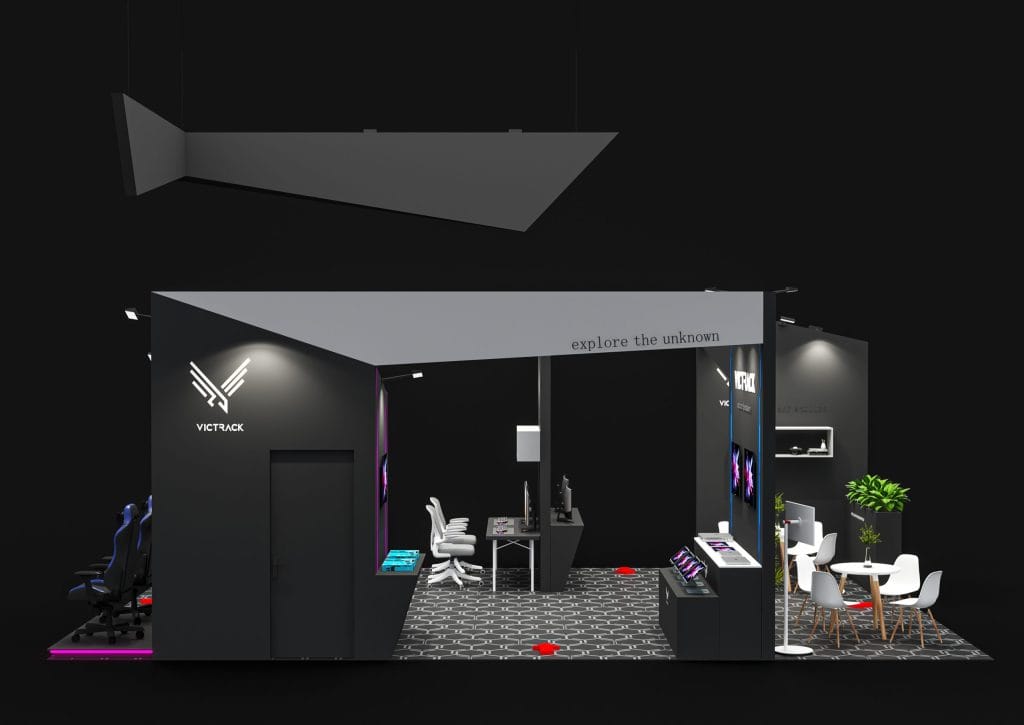 Consumer Electronics Show (CES) VicTrack Monitor Booth rendering