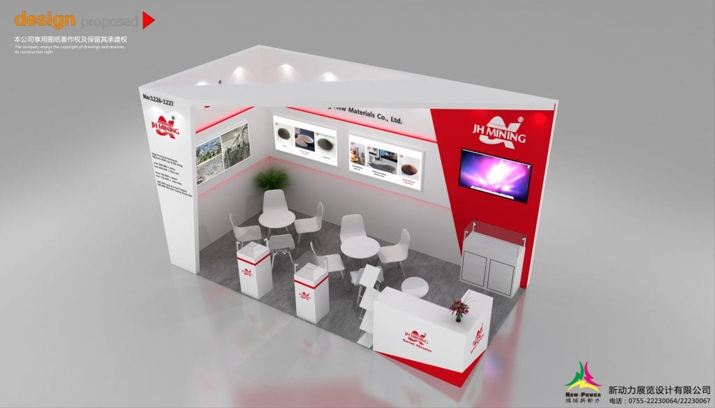 Vietbuild JH MINING Booth Rendering overhead view