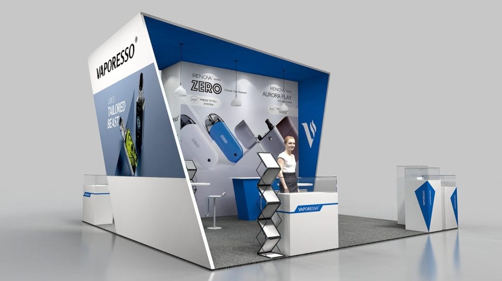 Tobacco Plus Expo (TPE) Vaporesso Booth rendering left