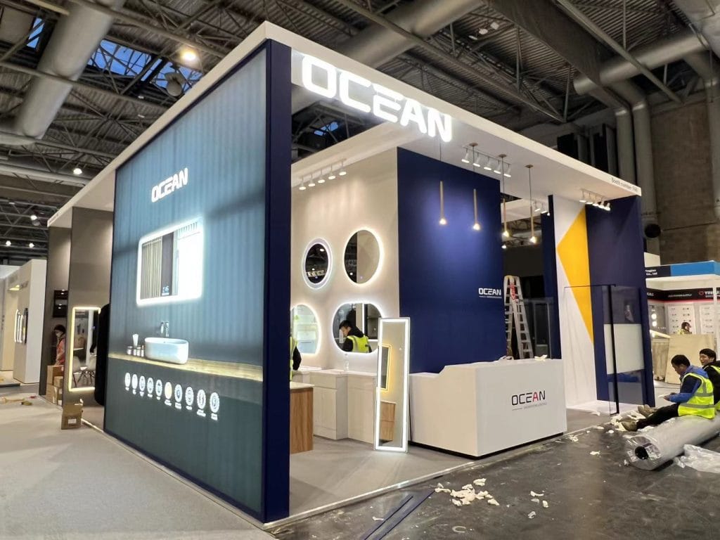 kbb Birmingham International Kitchen, Bedroom & Bathroom Exhibition O.CEAN Booth left-view on-site