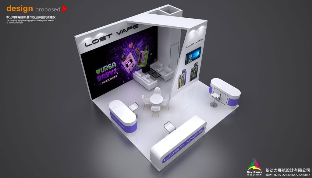 Vaper Expo UK Lost Vape Booth rendering top-view