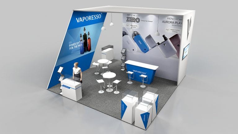 Tobacco Plus Expo (TPE) Vaporesso Booth rendering top-view