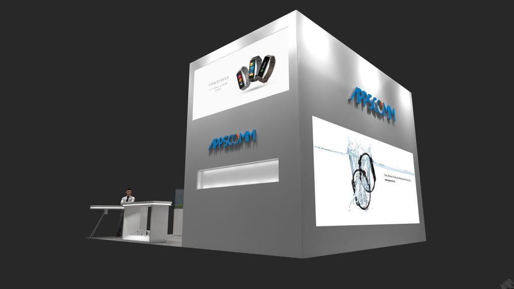 Hong Kong Electronics Fair APP Scomm Booth rendering back view