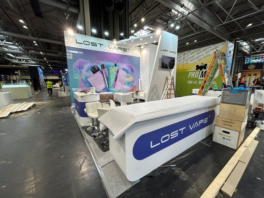 Vaper Expo UK Lost Vape Booth on-site left