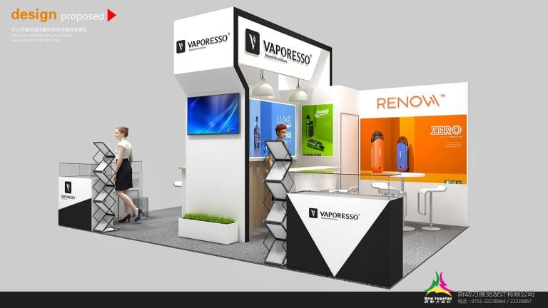 VAPEXPO Paris 2019 VAPORESSO Booth rendering left-view