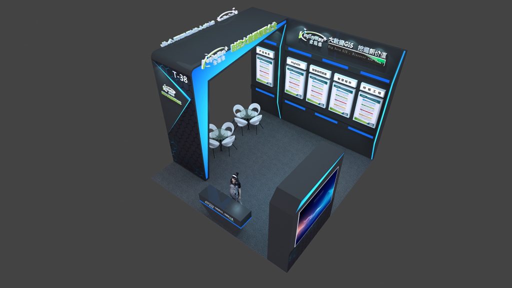 Overhead view of exhibition booth.