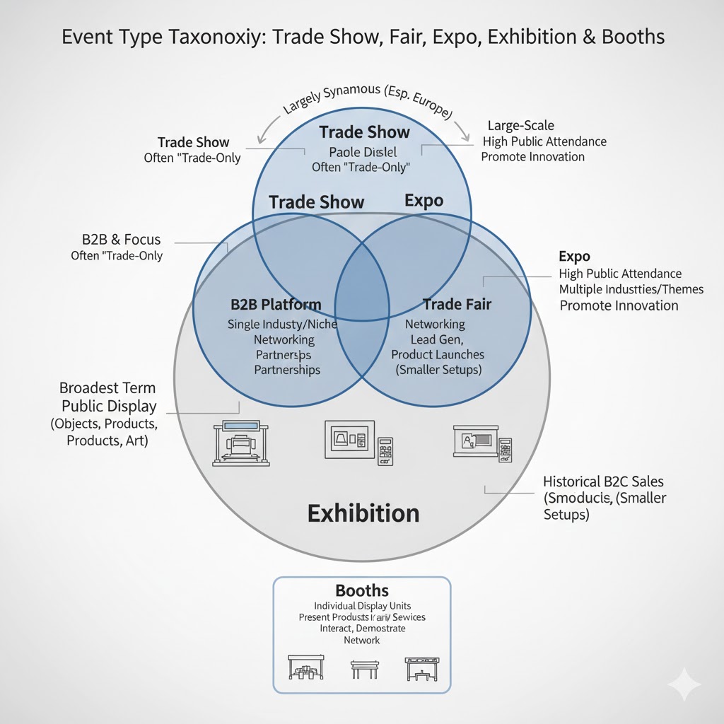trade show, trade fair, expo, exhibition concept graph