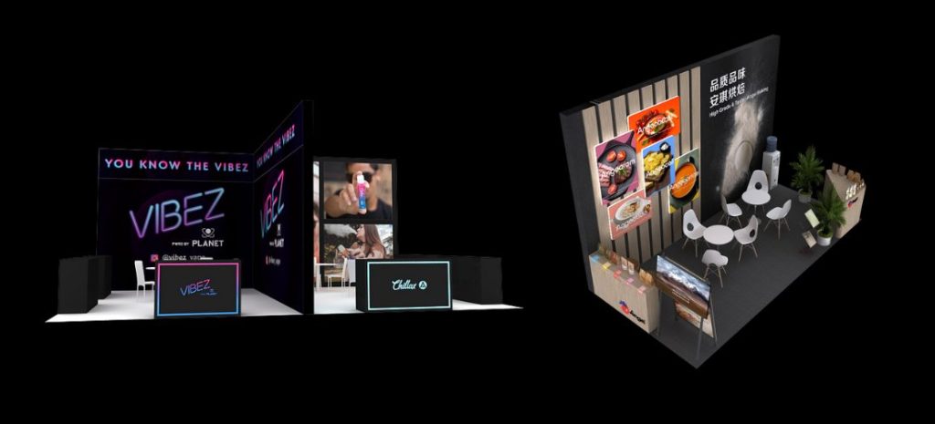 iceland booth setup, black modern booth
