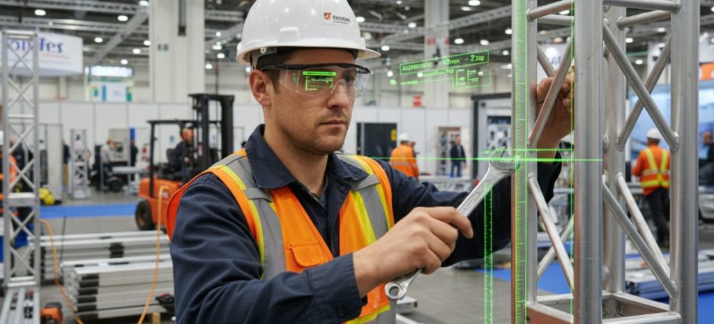 Setting up the trade show,construction site.digital twin.