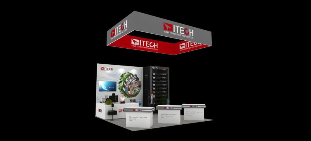 ITECH's booth,grey and red booth,10x20 booth,Technology industry booth,modern booth.