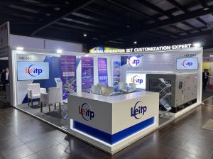 Nigeria exhibition booth builder NeoBooths designed Leitp Global generator set customisation stand at Lagos international trade fair booth 2G1
