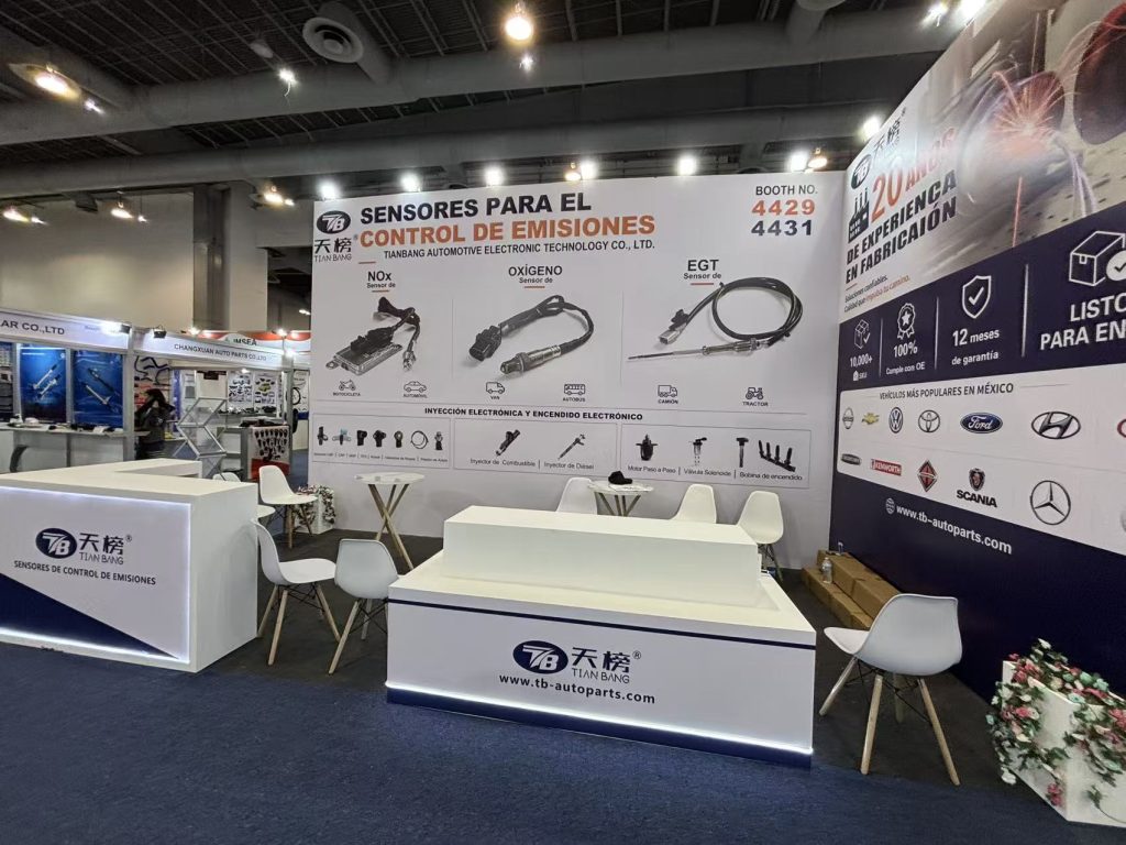 Africa exhibition booth builder NeoBooths constructed for TianBang automotive sensors at Nigeria auto parts trade fair in Lagos